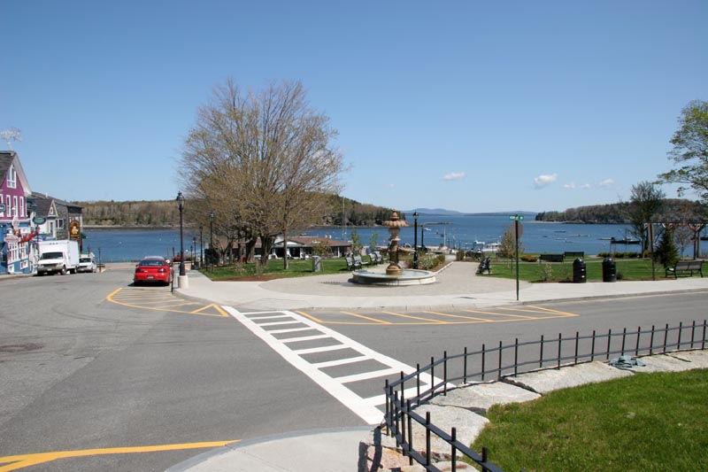Looking at Bar Harbor across the park