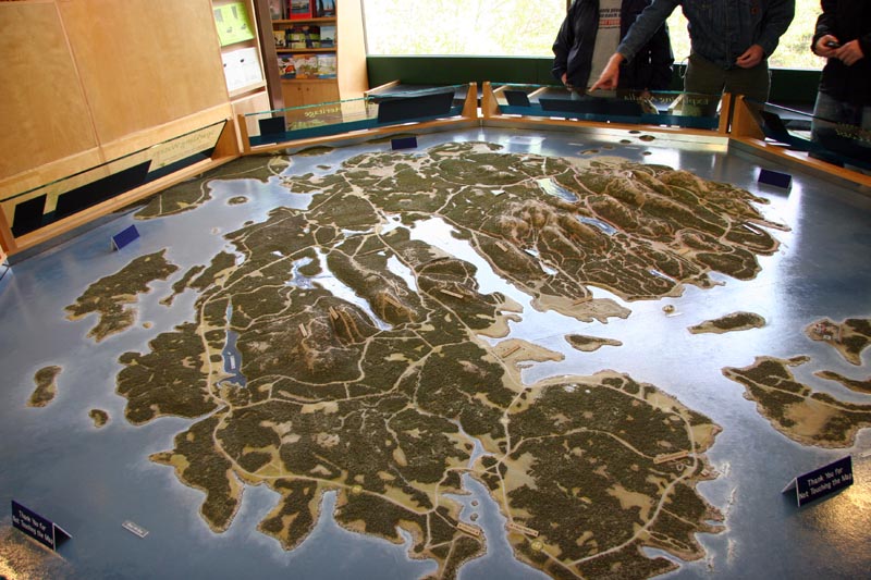 Map of Mt. Desert Island at the Acadia Natioanl Park Visitor's Center