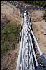 Looking down the suspension cables from the observation deck