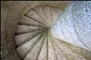 Looking up the spiral stairway