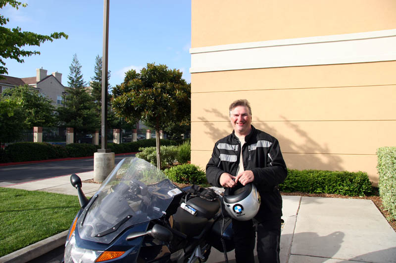 Joe suiting up to go play in the Santa Cruz Mountains