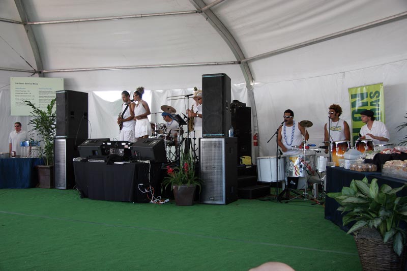 The Brazilian band at the Lebron hospitality tent