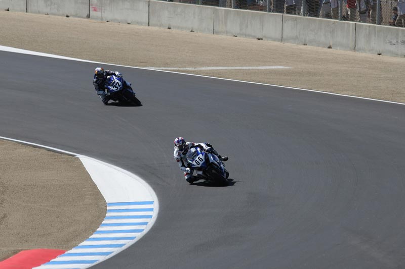 AMA SuperBike Race, Turn 4, Sighting Lap Mladin and E. Bostrom