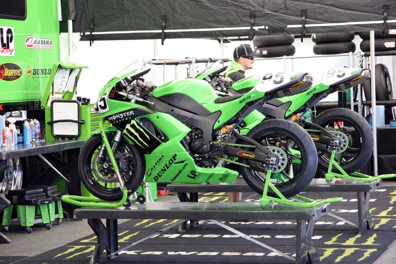R. Hayden's Supersport bikes. He pulled double duty with a MotoGP ride as well