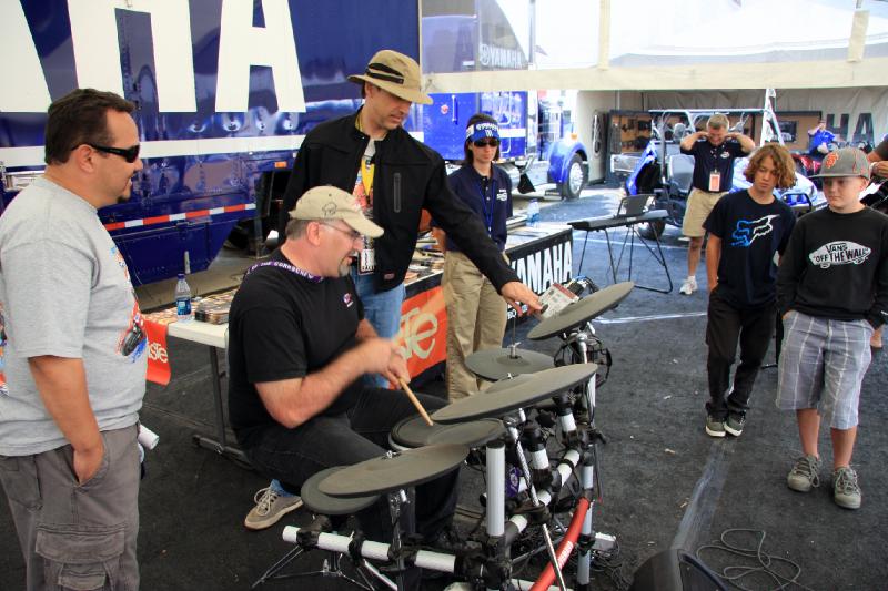 MG8_4884.jpg - Joe trying out the electronic drum kit at Yamaha